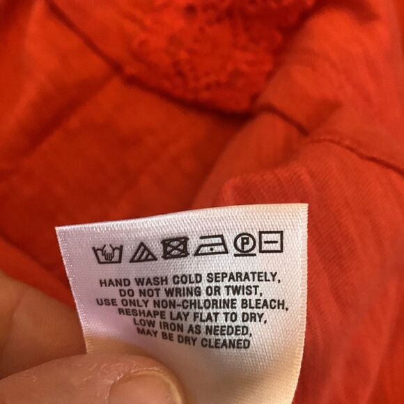 Anthropologie orangish red mixed media sleeveless blouse Size XS NWT - Picture 10 of 10